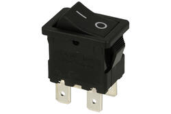 Switch; rocker; MR6-212C5W-NBBB-1ANC; ON-OFF; 2 ways; black; no backlight; bistable; 4,8x0,8mm connectors; 12,9x19mm; 2 positions; 20A; 125V AC; Canal