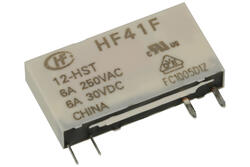 Relay; electromagnetic miniature; HF41F-012-HST; 12V; DC; SPST NO; 6A; 250V AC; 6A; 30V DC; PCB trough hole; for socket; Hongfa; RoHS