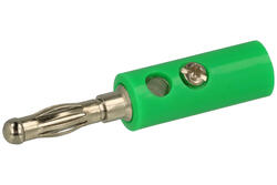 Banana plug; 4mm; 25.419.4; green; 41mm; pluggable (4mm banana socket); screwed; 32A; 60V; nickel plated brass; ABS; Amass; RoHS