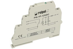 Relay; instalation; interface; PI6-1P-12VDC; 12V; DC; SPDT; 6A; 230V AC; 6A; 24V DC; DIN rail type; Relpol; RoHS