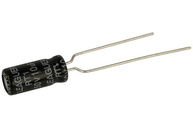 Kondensator; elektrolityczny; 10uF; 50V; RT1; KE 10/50/5x11tA; fi 5x11mm; 5mm; przewlekany (THT); taśma; Leaguer; RoHS