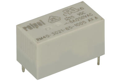 Relay; electromagnetic miniature; RM40-3021-85-1005; 5V; DC; SPST NO; 8A; 250V AC; 30V DC; PCB trough hole; Relpol; RoHS