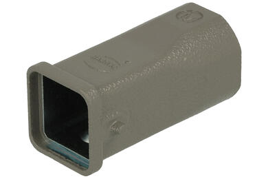 Connector housing; Han A; 19200031445; 3A; metal; straight; for cable; entry for M25 cable gland; for single locking lever; top single cable entry; grey; IP65; Harting; RoHS