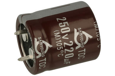 Capacitor; SNAP-IN; electrolytic; 220uF; 250V; TDC; TDC250VS220M22x25; 20%; fi 22x25mm; 10mm; through-hole (THT); bulk; -40...+105°C; 2000h; Jamicon; RoHS