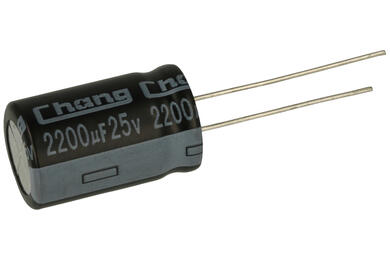 Capacitor; electrolytic; 2200uF; 25V; RL1E222MI200B50CE0; diam.12,5x20mm; 5mm; through-hole (THT); tape; Changzhou Huawei Electronic; RoHS