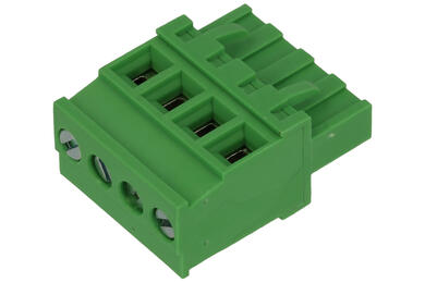 Terminal block; KLS2-EDKA-5.08-04P-4S; 4 ways; R=5,08mm; 25,8mm; 12A; 300V; for cable; straight; square hole; slot screw; screw; horizontal; 2,5mm2; green; KLS; RoHS