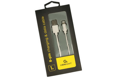 Cable; USB; CC-USB2-AMLM-W-1M; Lightning plug; USB-A plug; 1m; white; round; PVC; Gembird; RoHS