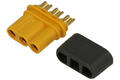 Socket; DC power; MR30-FB; 3 ways; straight; for cable; yellow; solder; 15A; 500V; polyamide (PA); brass; Amass