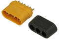 Plug; DC power; MR60-M; 3 ways; straight; for cable; yellow; solder; 30A; 500V; polyamide (PA); brass; Amass