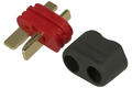 Plug; DC power; AM1015E-M; 2 ways; straight; red; solder; 25A; 500V; polyamide (PA); Amass; RoHS