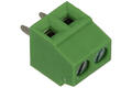 Terminal block; EK350V-02P; 2 ways; R=3,50mm; 8,5mm; 10A; 300V; through hole; straight; square hole; slot screw; screw; vertical; 0,14÷1,5mm2; green; Dinkle; RoHS