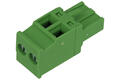 Terminal block; pluggable; 2ESDP-02P; 2 ways; R=5,08mm; 26,05mm; 15A; 300V; for cable; straight; square hole; slot screw; screw; green; Dinkle; RoHS