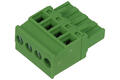 Terminal block; pluggable; 2ESDP-04P; 4 ways; R=5,08mm; 26,05mm; 15A; 300V; for cable; straight; square hole; slot screw; screw; green; Dinkle; RoHS