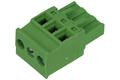 Terminal block; pluggable; 2ESDP-03P; 3 ways; R=5,08mm; 26,05mm; 15A; 300V; for cable; straight; square hole; slot screw; screw; green; Dinkle; RoHS