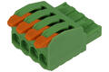 Terminal block; pluggable; 0257-6104; 4 ways; R=5,08mm; 15,4mm; 15A; 300V; for cable; straight; square hole; crimped; green; Dinkle; RoHS