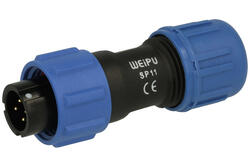 Wtyk; SP1110/P4II-N; 4 tory; lutowany; 0,75mm2; 4-6,5mm; SP11; na przewód; IP68; 3A; 125V; Weipu; RoHS