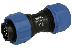 Wtyk; SP1710/P10-1N; 10 torów; proste; lutowany; 0,75mm2; 6-10mm; SP17; na przewód; IP68; 5A; 400V; Weipu; RoHS