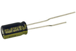 Kondensator; niskoimpedancyjny; elektrolityczny; EEUFC1E101SH; 100uF; 25V; FR-A; fi 6,3x11mm; 2,5mm; przewlekany (THT); taśma; Panasonic; RoHS