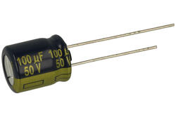 Capacitor; Low Impedance; electrolytic; EEUFC1H101; 100uF; 50VDC; FR-A; diam.10x12,5mm; 5mm; through-hole (THT); bulk; Panasonic; RoHS