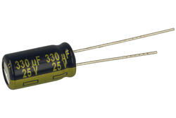 Kondensator; niskoimpedancyjny; elektrolityczny; EEUFC1E331L; 330uF; 25V; FR-A; fi 8x15mm; przewlekany (THT); luzem; Panasonic; RoHS