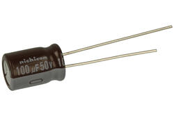 Kondensator; niskoimpedancyjny; elektrolityczny; UPW1H101MPD; 100uF; 50V; UPW; fi 8x11,5mm; 3,5mm; przewlekany (THT); luzem; Nichicon; RoHS