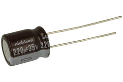 Kondensator; niskoimpedancyjny; elektrolityczny; UPW1V221MPD; 220uF; 35V; UPW; fi 10x12,5mm; 5mm; przewlekany (THT); taśma; Nichicon; RoHS