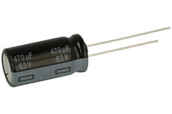 Capacitor; Low Impedance; electrolytic; EEUFR1J471; 470uF; 63V; FR-A; fi 12,5x55mm; 5mm; through-hole (THT); bulk; Panasonic; RoHS