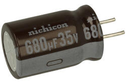 Kondensator; niskoimpedancyjny; elektrolityczny; UPW1V681MHD; 680uF; 35V; UPW; fi 12,5x20mm; 5mm; przewlekany (THT); taśma; Nichicon; RoHS