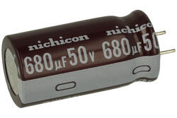 Kondensator; elektrolityczny; niskoimpedancyjny; UPW1H681MHD; 680uF; 50V; UPW; fi 12,5x25mm; 5mm; przewlekany (THT); taśma; Nichicon; RoHS