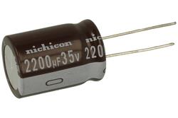 Capacitor; Low Impedance; electrolytic; UPW1V222MHD6; 2200uF; 35V; UPW; fi 18x25mm; 7,5mm; through-hole (THT); tape; Nichicon; RoHS