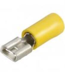 Connector; 6,3x0,5mm; flat female; insulated; 01106-FDD5.5-250; yellow; straight; for cable; 4÷6mm2; tinned; crimped; 1 way