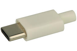 Plug; USB C; 007476; USB 2.0; white; for cable; straight; solder; copper alloy; RoHS