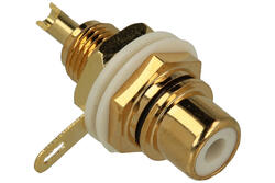 Socket; RCA; GRCA-GVB; plastic; golden; black stripe; for panel; straight; solder; Vitalco