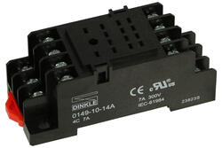 Relay socket; 0149-10-14A; DIN rail type; black; without clamp; Dinkle; RoHS; CE; Compatible with relays: R4; RER-M4C; RER-SC4