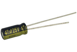 Kondensator; elektrolityczny; niskoimpedancyjny; EEUFC1E470; 47uF; 25V; FC; fi 5x11mm; 2mm; przewlekany (THT); luzem; Panasonic; RoHS