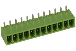Łączówka; XY2500R-G-12P3.5; 12 torów; R=3,50mm; 7mm; 8A; 125V; przewlekany (THT); kątowe 90°; zamknięta; zielony; Xinya; RoHS