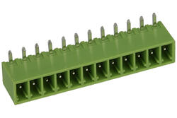 Terminal block; XY2500R-G-12P3.5; 12 ways; R=3,50mm; 7mm; 8A; 125V; through hole; angled 90°; closed; green; Xinya; RoHS