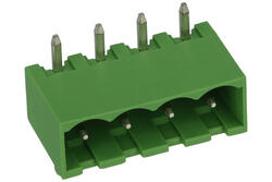 Terminal block; 2EHDRC-04P; 4 ways; R=5,08mm; 12mm; 20A; 300V; through hole; angled 90°; closed; green; Dinkle; RoHS