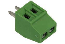 Terminal block; EK254V-02P; 2 ways; R=2,54mm; 8,5mm; 10A; 150V; through hole; straight; square hole; slot screw; screw; vertical; 0,2÷1,5mm2; green; Dinkle; RoHS