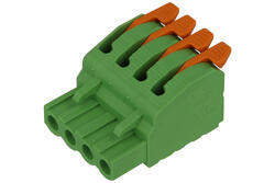 Terminal block; pluggable; 0257-6104; 4 ways; R=5,08mm; 15,4mm; 15A; 300V; for cable; straight; square hole; crimped; green; Dinkle; RoHS