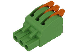 Terminal block; pluggable; 0257-6103; 3 ways; R=5,08mm; 15,4mm; 15A; 300V; for cable; straight; square hole; crimped; green; Dinkle; RoHS