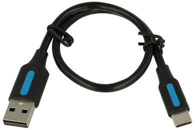 Kabel; USB; COKBC; wtyk USB-C; wtyk USB-A 2.0; 0,25m; czarny; okrągły; PVC; VENTION; RoHS