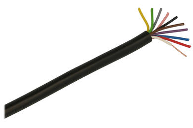 Wire; data transmission; Technotronik; LIYY; 10x0,25mm2; stranded; Cu; black; PVC; round; 300V; 200m reel; Technokabel; RoHS