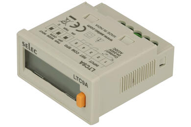 Hour/Impulse counter; LTC9A-CE; time; pulses; 1999:59:59 h/min/sec, 199999,99 h; AC/DC; 24x48x50mm; screw terminals; Selec