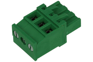 Terminal block; KLS2-EDKA-5.08-03P-4S; 3 ways; R=5,08mm; 25,8mm; 12A; 300V; for cable; straight; square hole; slot screw; screw; horizontal; 2,5mm2; green; KLS; RoHS