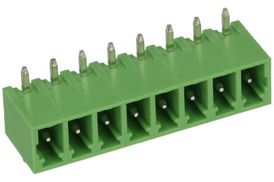 Terminal block; EDR-3.81-08P; 8 ways; R=3,81mm; 7mm; 8A; 300V; through hole; angled 90°; closed; green; KLS; RoHS; STL1550