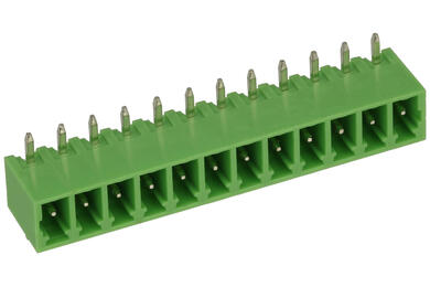 Terminal block; EDR-3.81-12P; 12 ways; R=3,81mm; 7mm; 8A; 300V; through hole; angled 90°; closed; green; KLS; RoHS; STL1550