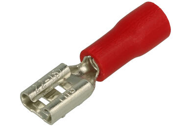 Konektor; 4,8x0,5mm; płaski nasuwka; izolowany; 01106-FDD1.25-187(5); czerwony; proste; na przewód; 0,5÷1,5mm2; zaciskany; 1 tor; KLS