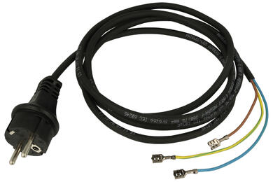 Cable; power supply; KZWP7/7; CEE 7/7 straight plug; wires; 2m; black; 3 cores; 1,00mm2; 10A; round; stranded; CCA