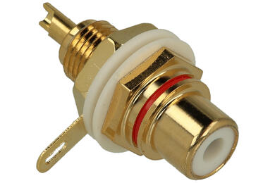 Socket; RCA; GRCA-GVR; plastic; red stripe; golden; for panel; straight; solder; Vitalco